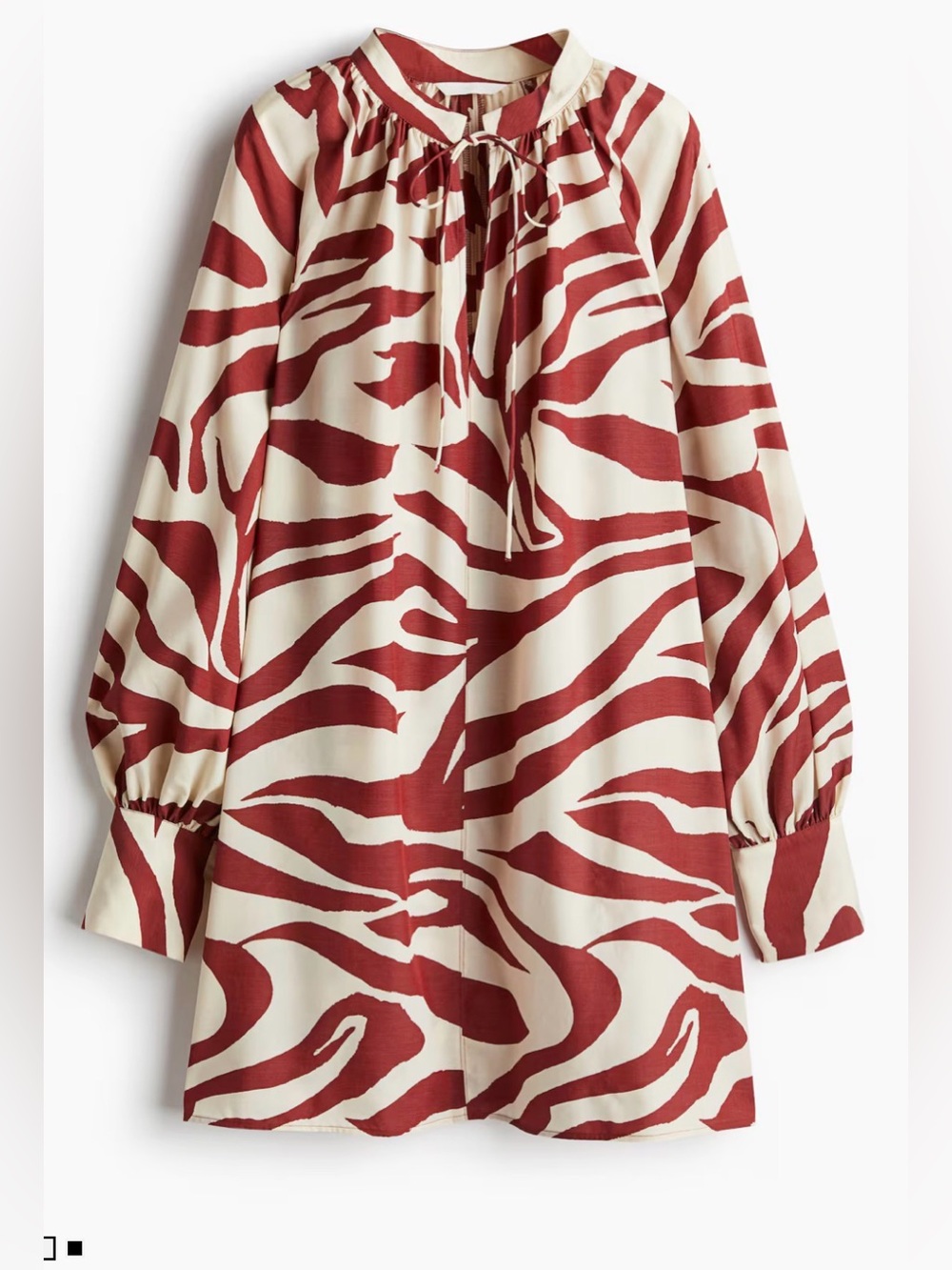 H&M Red and Cream Zebra Oversized Tunic Dress Small NWT